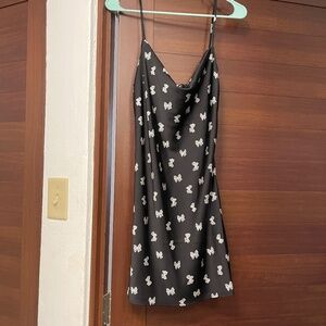 Forever 21 Satin Cowl Neck bow dress